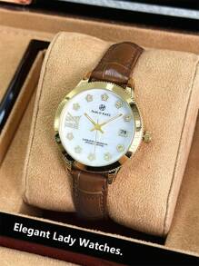 Pablo Raez 1 pieza Reloj de joyería de oro de 18K para mujer, chapado en oro IPG, resistente a la decoloración, de acero inoxidable, accesorio de playa de verano, diseño de lujo, esfera de nácar blanco, estilo retro elegante, reloj de cuarzo con diamantes, diseño de estrella para mujeres estudiantes