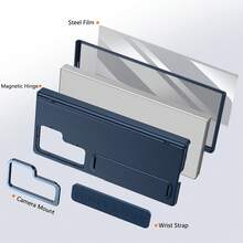 VIETAO Fashionable Camera Grip Phone Case, Compatible With Samsung Galaxy Z Fold 4/5/6/7, Portable Wrist Strap Phone Cover, Waterproof Shockproof Anti-Fall Anti-Scratch - Navy Blue - View 6