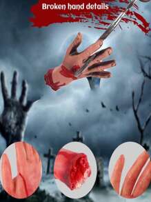1 Set Halloween Dekorationen Horrorprops Fesseln Haken Abgetrennte Hand Abgetrennter Fuß, Dekorationen für Spukhaus Szene, blutige Horror Halloween Props Gefälschte verstümmelte Gliedmaßen