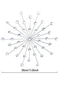 1/3 件金属墙饰闪亮水晶墙饰铸铁水钻旭日装饰星爆艺术悬挂钻石装饰家居装饰适用于客厅卧室入口（银色） - 銀色 - 查看 14