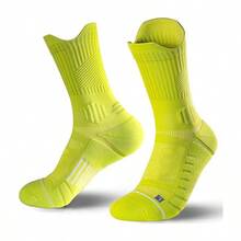 4 Pairs Random Color Sports Socks, Basketball Socks, Running Socks With Terry Cloth Bottom, Moisture Wicking And Breathable - Multicolor - View 4
