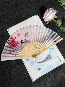 Elegant Vintage Bamboo Folding Fan With Floral Pattern - Handcrafted, High Quality Hand Fan For Daily Use And Cultural Events - Ideal Gift For Students And Traditionalists, Bamboo Decoration