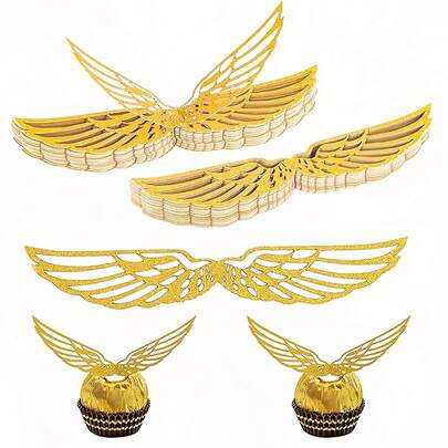 20 chiếc Cánh Phù Thủy Vàng (Có Chấm Keo) Giấy Trang Trí Bao Bì, Thiết Kế Lông Vũ Giấy Lấp Lánh Thanh Lịch, Thích Hợp Cho Trang Trí Cây Thông Noel, Tiệc Sinh Nhật Và Sự Kiện Theo Chủ Đề Kỳ Ảo