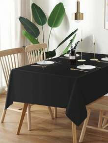 Black Plastic Table Cloth 54" X 108", Disposable Tablecloths Rectangle Table Cover, Plastic Tablecloths For Parties Halloween Decorations - Black - View 5