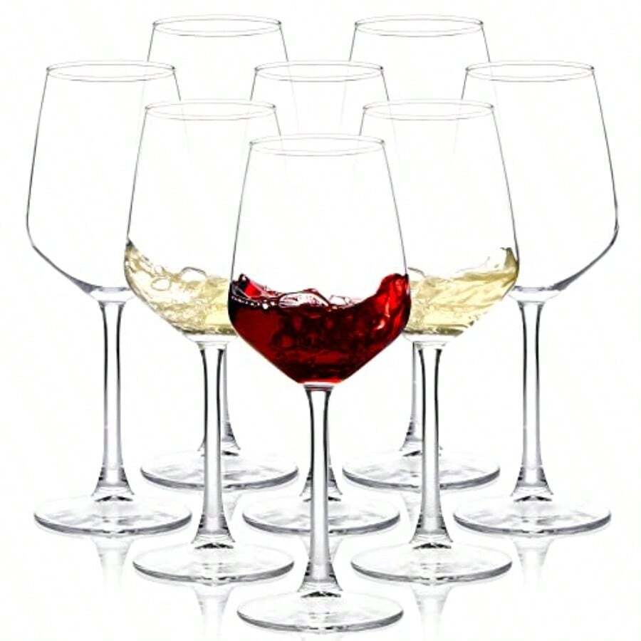 Wine Glasses Set Of 8 12oz Clear Red White Long Stem Wine Glasses For Party Wedding And Home - Clear - View 1