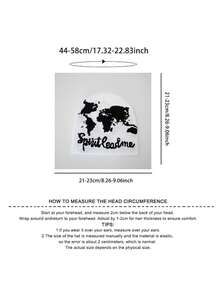 1 件地图图案针织帽，涂鸦时尚百搭帽，适合秋冬，欧盟/美国风格