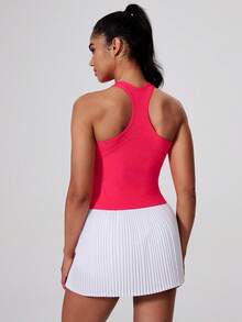 Women's Fashion Tank Top,  Athletic Gym Workout Vest Top, Sporty Sleeveless Running Shirt - 紅色 - 查看 2