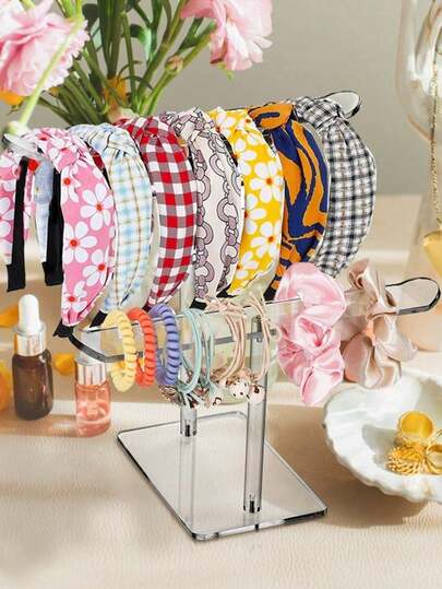 1pc Acrylic T-Shape Clear Display Rack For Headbands, Hair Clips, Jewelry, Necklaces, Bracelets