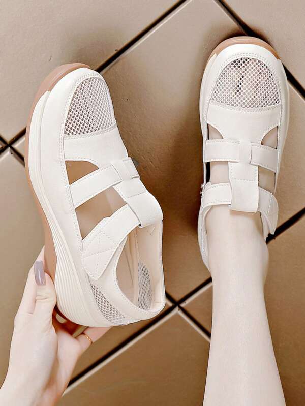 New Summer Plus Size Women Versatile Lightweight Mesh Breathable Sandals, Women Casual Shoes Sandals, Women Platform Wedge Sandals, Women Chunky Sandals, Fashion Breathable Hook&Loop Sandals, Women Hollow Out Breathable Loafers, Women Fashionable Roman Style Sandals, Women Beige Thick Heel Sandals, Women Increased Height Sandals, Women Fashionable Minimalist Style Sandals, Retro Women Sandals, Women Slip-On Sandals, Women Beach Sandals