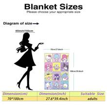 Sanrio Ein Set mit 12-teiligem Collage-Bettdecke mit Figuren aus der Sanrio-Familie, mit Cartoon-Anime-Mustern; es dient als Decke, Bettüberwurf, Baldachin, Sofabezug usw. Es kann sowohl als Inneneinrichtung als auch für Camping, Bettwäsche, Artikel im Hello Kitty-Stil, personalisierte Decken verwendet werden. Die weiche und flauschige Flanellschicht sorgt für ein angenehmes und gemütliches Gefühl. Lizenziertes Produkt