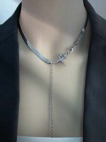 1pc Fashionable Titanium Star Pendant Necklace For Men
