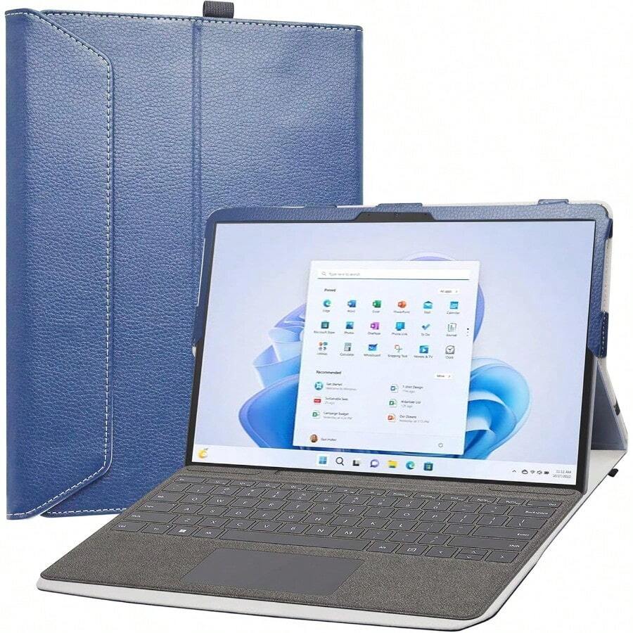 LZCompatible With Surface Pro 9 CaseSurface Pro 8 Case PU Leather Slim Folding Stand Cover For 13 Microsoft Surface Pro 9 2022 Surface Pro 2in1 8 Tablet Not Fit Other Tablet Blue1510 - Màu xanh lam - Xem 1