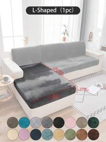 1 pieza Funda de cojín de sofá de peluche de zorro plateado gris oscuro, minimalista clásica, funda protectora decorativa a prueba de polvo de unicolor y elástica, adecuada para hotel, dormitorio, decoración de sala de estar, decoración de habitación, negro, gris claro, caqui, decoración de otoño, decoración de habitación, vuelta al colegio, útiles escolares