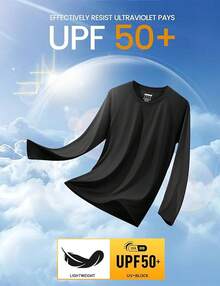 Men's Long Sleeve Shirts UPF 50+ UV Sun Protection Athletic Shirts For Hiking Running Workout Rash Guard-2025 - Black - View 2