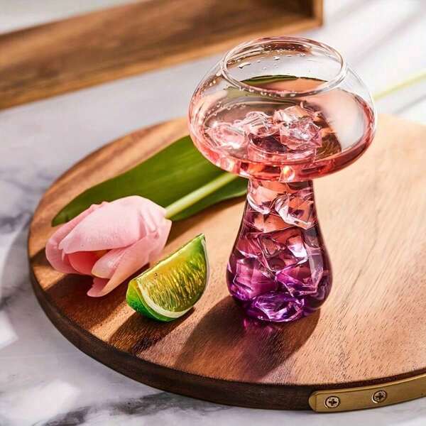 1 stuk cocktailglas in de vorm van een paddenstoel, uniek en origineel voor een bar, feest, leuk en creatief cadeau voor barbenodigdheden, geschikt voor vrouwen, mannen en vrienden - fantasierijk glaswerk voor mixdrankjes, sappen, drankjes en woonaccessoires - transparant, ideaal voor KTV, bars, clubs en eetfeestjes, cadeau voor vrouwen, cadeau voor moeders, cadeau voor afgestudeerden