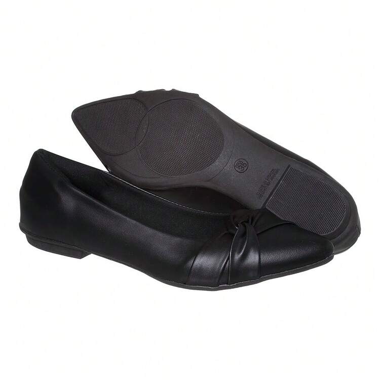 Women's Pointed Toe Napa Pumps With Side Knot - Negro grafito - Añade 2