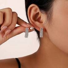 6件/24件/30件 时尚优雅复古精致仿珍珠心形几何编织宽金属C形耳环多件套装，节日、度假、派对、约会、日常佩戴礼品 - 銀色 - 查看 7