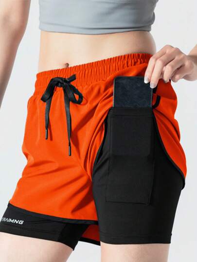 Women's Sports Shorts, Quick-Dry Workout Shorts With Attached Undershorts, Suitable For Badminton, Cycling, Exercise, Running, Fitness And Other Outdoor Sports