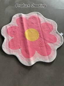 1pc Cute Floral Faux Wool Carpet, Decorative Rug, Yellow Flower Faux Wool Rug, Pink Flower Faux Wool Rug, INS Style Carpet, Home Decor Rug, Bedroom Decor, Small Rug, Creative Fashion Rug, Living Room Rug, Small Living Room Rug, Bedroom Rug, Outdoor Rug, Washable Rug