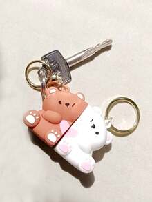 1PC/2PCS 可爱熊钥匙扣钥匙圈、情侣钥匙扣、可爱配对钥匙扣、磁性连接钥匙扣钥匙圈、最佳朋友钥匙扣圣诞礼物创意包袋配件挂绳带身份证夹汽车配件包袋挂饰 - 彩色 - 查看 6