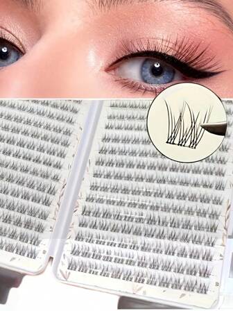 384 Soft And Lightweight Fish Tail Single Cluster Eyelashes - Reusable, D-Curved, 10-12 Millimeters - Perfect For Daily Makeup And Eyelash Extension | Fish Tail Eyelash Design | Soft Texture
