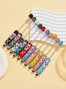 1/3/5/10pcs Multi-Color Luxury Fruit Crystal Beads Pen Refill, Black Ink, Smooth Writing, Full Covered Rhinestone Ballpoint Pen, Creative DIY Jewelry Pen, School/Office/Study Supplies, Gift