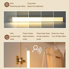Smart LED Cabinet Lights (4Pack), Motion Sensor, 11.8inch Aluminum Shell, 54 LEDS, Adjust Light Color, Magnetic Install, USB Charging. Suitable For Closet, Cabinet, And Stair Lighting Room Decor. - White/warm - 查看 7
