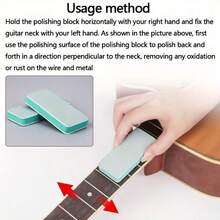 吉他抛光研磨块，金属部件除锈工具，用于电吉他/贝斯乐器的维护和保养