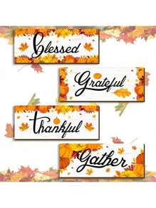 4 件枫叶“呼吸放松放松浸泡”秋季浴室装饰搭接墙饰套装 8*4 英寸乡村丰收节家庭房间装饰感恩节家庭聚会装饰餐厅厨房壁炉装饰秋季装饰万圣节秋季装饰