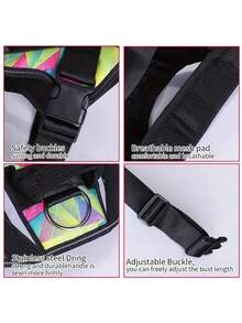 1pc Dog Harness With Breathable Design And Built-In Leash Handle, Reflective Effect At Night, Vest Style Dog Chest Strap - Multicolor - View 5