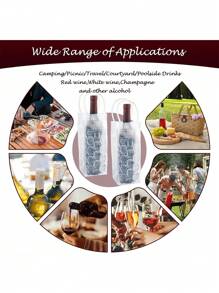 1PC Portable Wine Ice Wine Bag -Wine Chiller, Wine Cooler Refrigerator, Wine Fridge, Clear Ice Bucket, Great For Chilling Beer, Champagne And Red Wine | Durable Handle Design For Picnics And Outdoor Activities, Picnic Essentials | Fashionable Insulated Bag | Secure Closure, Wine Accessories,Wine Bottle Chiller Cooler For Red White Champagne Or Sparkling(BLUE,ROSE RED,GREE,ORANGE,TRANSPARENT)