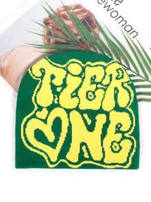 1pc Men's TiER NG Letter Jacquard Knitted Hat, European And American Style, Multicolor, In Stock, Autumn/Winter, Warm And Cold Proof, Valentine's Day Valentines Beanie Fall Outfit - Multicolor - View 24