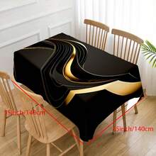 1 chiếc khăn trải bàn hiện đại thanh lịch - Thiết kế sọc nghệ thuật đen và vàng, khăn trải bàn hình chữ nhật 100% polyester, bền và có thể giặt bằng máy, thích hợp cho phòng ăn, văn phòng, nhà bếp, dã ngoại, trang trí nhà cửa, quà tặng, trang trí bàn ăn - màu đen - Xem 14