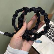1pc Fashionable Colorful Crinkled Chiffon Data Cable Protector Sleeve With Rhinestones, Compatible With Apple Type-C & Android Cables Nan Charger Accessories Phone Accessories - Multicolor - View 14
