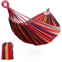1PC Red Stripe (With Duck Billed Buckle Included) Heavy-Duty Wing Back Hammock With Ergonomic Design - Portable, And Comfortable For Backyard, Lawn, Camping, And Travel - Includes Travel Bag And Manual Handle Adjustment,Fabric Hammock With Anti-Roll , Portable Carrying Bag - Perfect For Outdoor, Indoor ﻿ - Multicolor - View 10