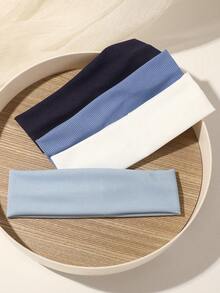 4pcs Simple Midnight Blue Women Sports Headbands, Versatile For Casual, Fitness, Daily Use Hair Accessories Fashion Head Wrap, School Stuff, College Autumn Accessories Women Hair Band Fall Winter For Vacation Outfits Woman Elegant Scarf Women Bandana Soft Headwrap Summer Outfits - Multicolor - View 3