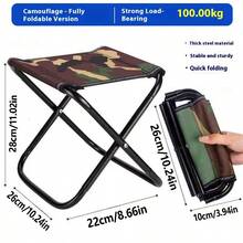 1pc Portable Folding Chair Outdoor Fishing Stool Camping Chair Compact Seat Mini Stool For Picnic, Hiking, Subway, Traveling, Random Color - Multicolor - View 2
