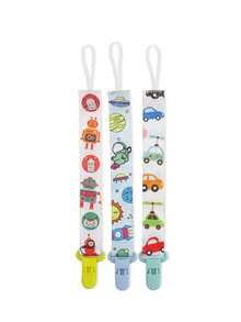 Kit 3 Universal Pacifier Clips For Babies - Unisex Clip - Robot + Astronaut + Car - View 2