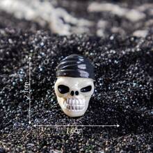 6 Stücke Cartoon 3D Halloween Totenkopf Deko, DIY Kunsthandwerk aus Harz, kleine Ornament-Accessoires