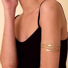 4 Stücke/Set europäischer Stil Damen verstellbar offenes Metall Hohldraht Kreuz Wassertropfen geometrisches Armband - 4-teiliges Set - Übersicht 3