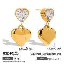 Uworld 闪亮方晶锆石白色锆石耳钉 18K 镀金不锈钢优雅精致日常珠宝礼物 - 金黃色 - 查看 11