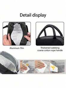 1pc Insulated Bag, Insulated Lunch Bag, With Colored Floral Initials A-Z, School Refrigerated Box, Handbag, Lunch Box, Ice Pack, Picnic Food Handbag, Floral Letter Patterned Lunch Box, Canvas Lightweight Portable Lunch Storage Bag, School Office Picnic Lunch Tote Bag (Black) Lunch Bag For Women Cooler Bag - Black - View 4