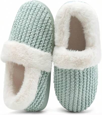 Pantuflas de mujer con espuma de confort y forro de peluche para interior y exterior, zapatos de dormitorio