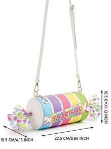 Bolsa Novidade Fofa Colorida em Formato de Doce Listrado, Bolsa Transversal Para Meninas, Clutch de Festa, Bolsa de Ombro de Couro PU de Moda