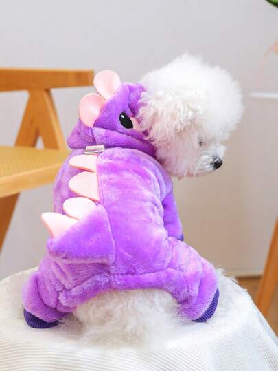 1 件宠物衣服狗猫服装适合小型犬/猫，可爱温暖舒适的恐龙变形服装，适合秋冬季
