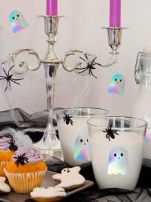 500pcs Cute Boo Ghost,Pumpkin, Stickers Roll - Holographic Waterproof Self-Adhesive Decals For Halloween, Envelopes, Journals & Party Decorations, Assorted Colors, Halloween Decorations, Playful Design, Waterproof Decals,Two Styles To Choose From