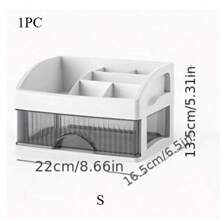Transparente Kunststoff Mehretagenaufbewahrungsbox - Parfüm, Pflegeprodukte, Make-up Pinsel und Bad-Utensilien Desktop Aufbewahrungsbox, staubdicht Schminktisch und Schreibtisch Organizer, modernes ästhetisches Design, einfacher Stil, stabiles Material