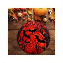 1 套个性化桌面装饰竹耙沙盘、万圣节沙盘装饰、微景观沙盘工艺品、7 件万圣节和圣诞树装饰 - 亚克力哥特式蝙蝠悬挂装饰，用于节日展示，无需电源，无羽毛配件，适用于家庭和派对装饰