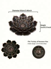 1/2 件合金莲花香炉，6 孔金属家用香炉，香炉架，香薰配件，多孔燃烧设计，可拆卸灰盒，精雕细琢的莲花花瓣，坚固的铜柱支撑，非常适合冥想、瑜伽和家居装饰