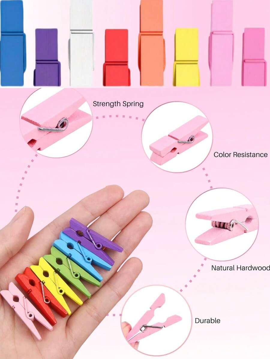 50/100 chiếc kẹp gỗ mini nhiều màu sắc, thích hợp để đựng ảnh, đồ thủ công và đồ trang trí - Thích hợp để treo tranh nhỏ để trưng bày (màu ngẫu nhiên), đồ dùng học tập, trở lại trường
